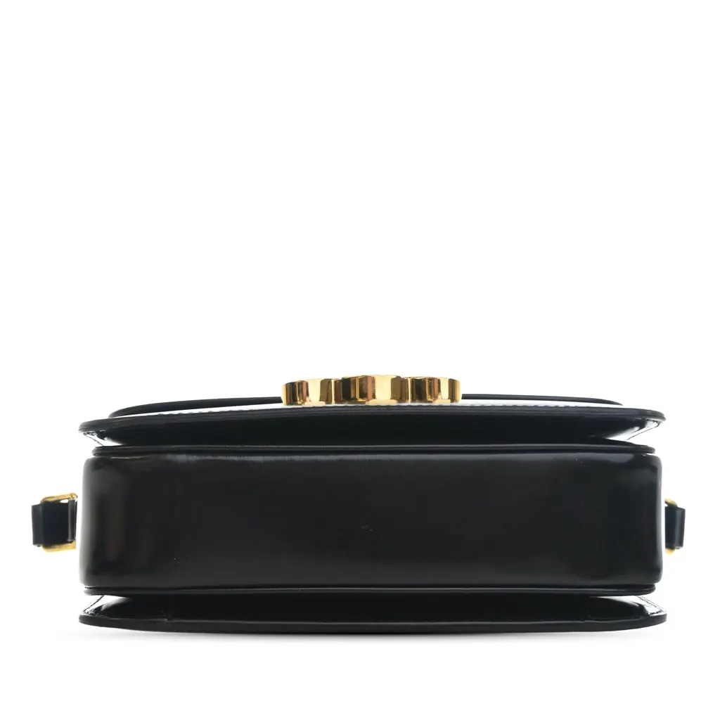 Celine Teen Shiny Calfskin Triomphe Crossbody Black Leather Very good - Inside View