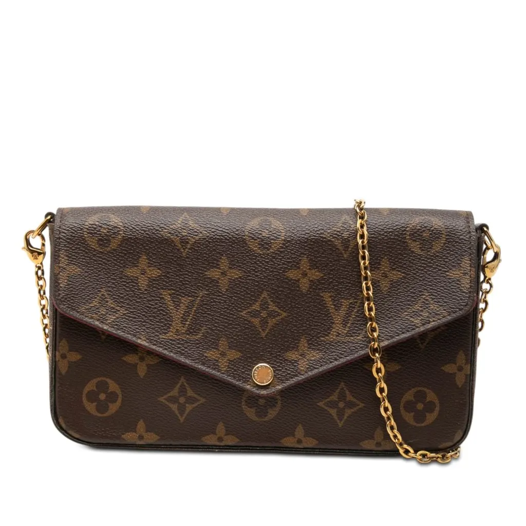 Louis Vuitton Monogram Pochette Felicie Brown Canvas Good - Front View