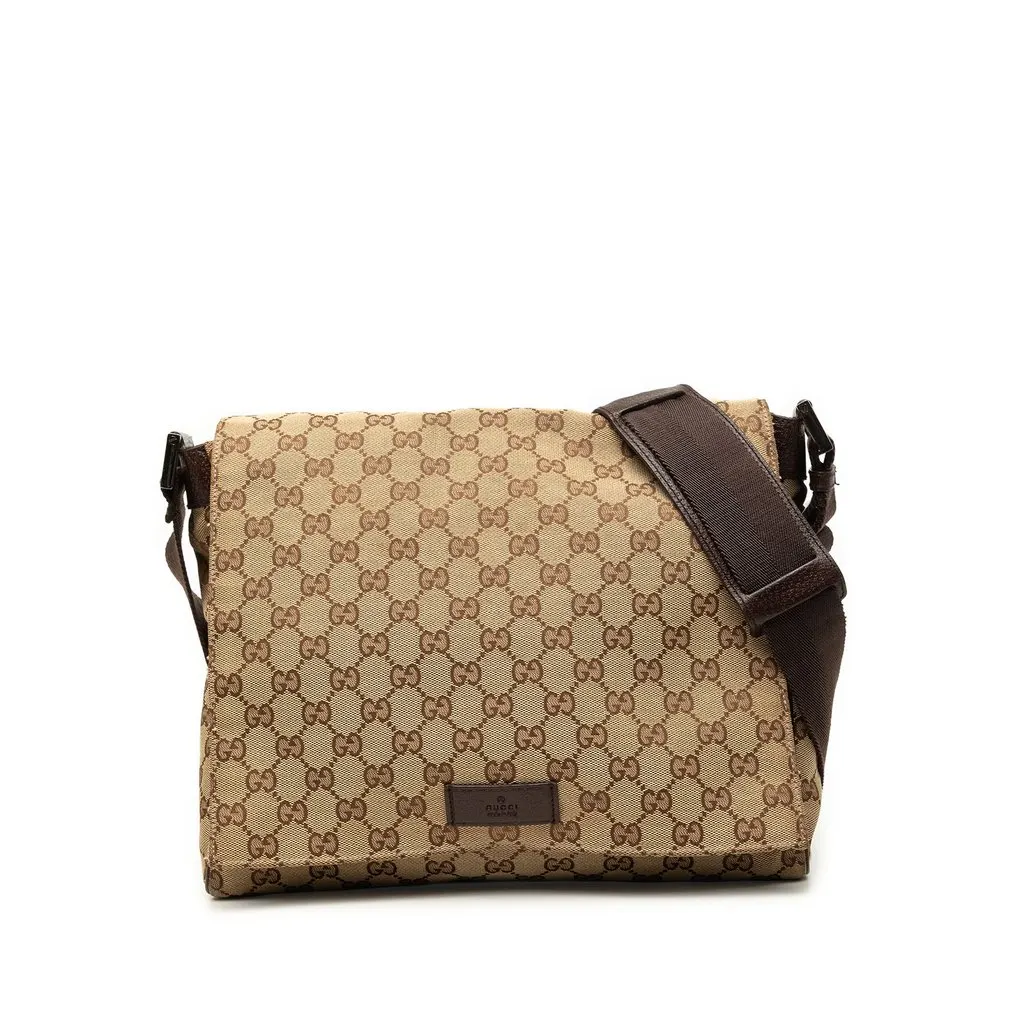 Gucci GG Canvas Messenger Bag Beige Very good - Front View