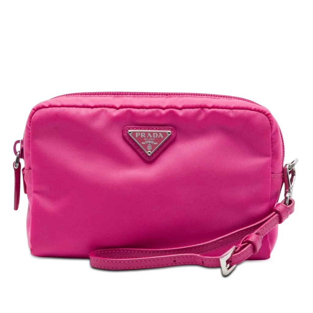 Prada Tessuto Pouch Pink Polyamide Very good - Front View