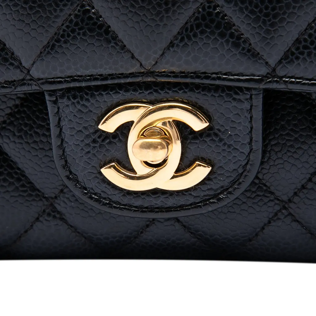 Chanel Medium Classic Caviar Double Flap Black Leather Very good - Box View