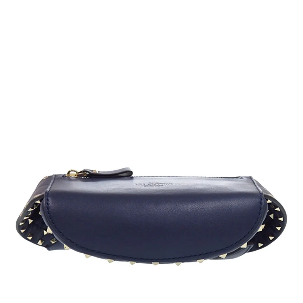 Valentino Quilted Lambskin VLTN Rockstud Spike Belt Bag Blue Leather Never worn - Model View