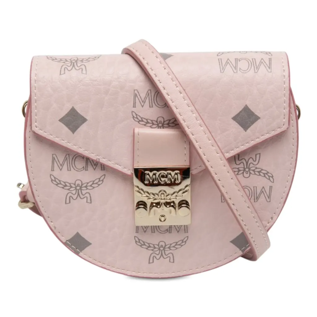 MCM Mini Visetos Coated Canvas Patricia Crossbody Pink Canvas Very good - Front View