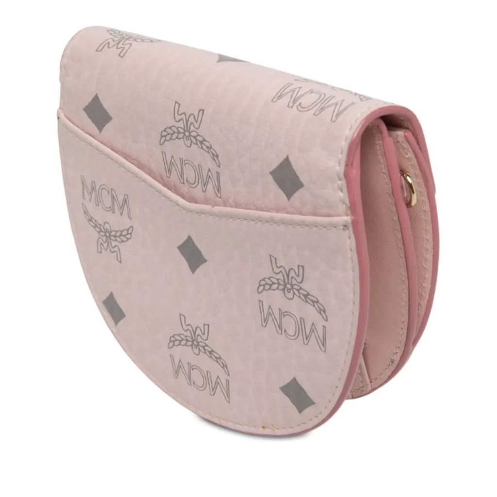 MCM Mini Visetos Coated Canvas Patricia Crossbody Pink Canvas Very good - Back View