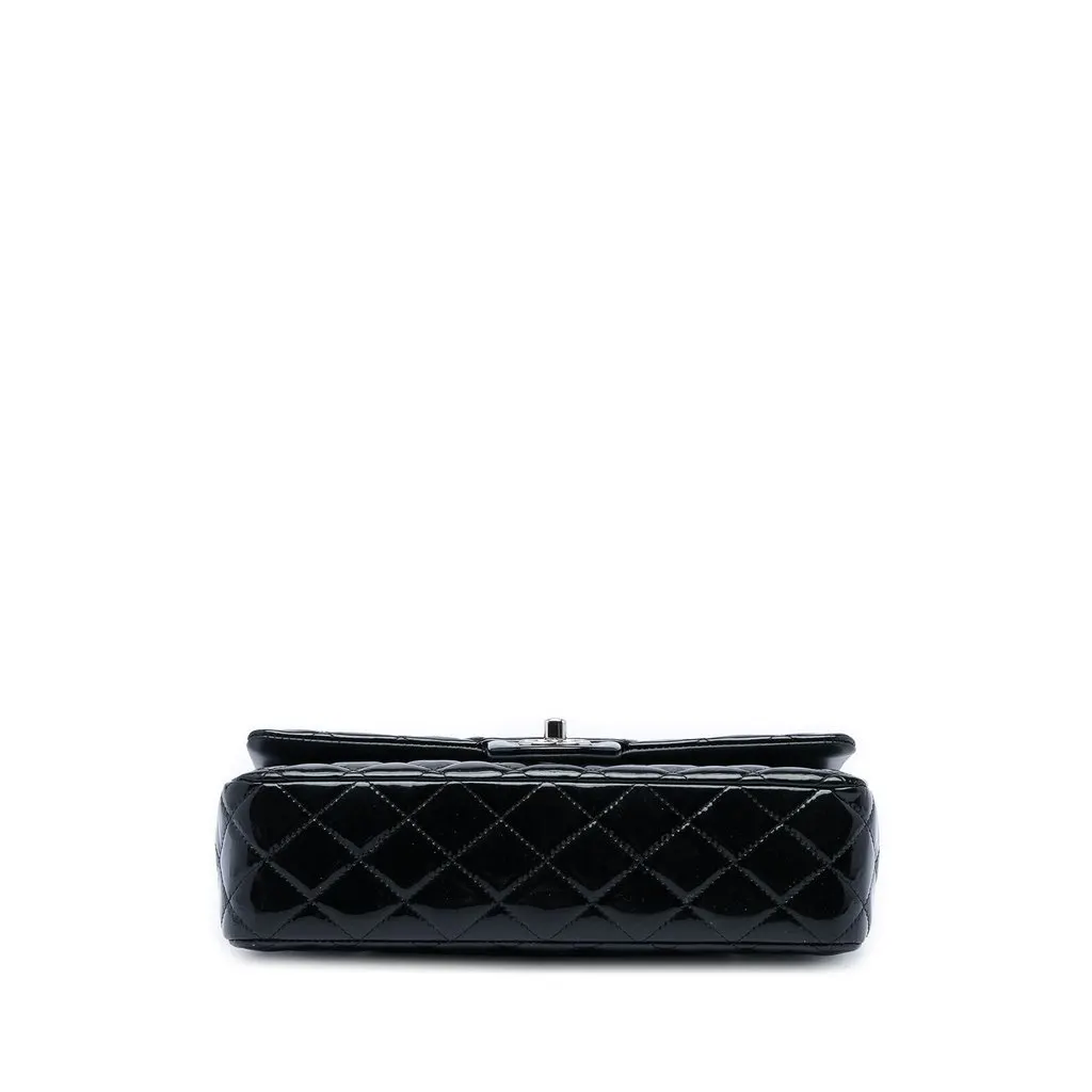 Chanel Medium Classic Patent Double Flap Black Leather Very good - Inside View