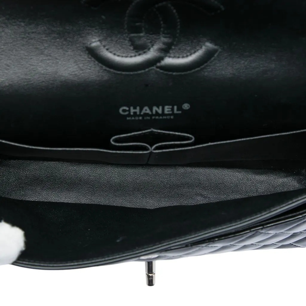 Chanel Medium Classic Patent Double Flap Black Leather Very good - Model View