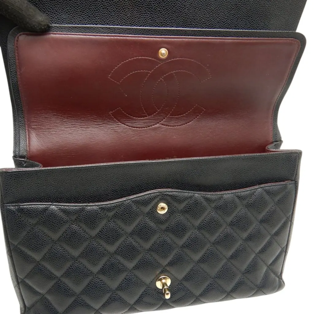 Chanel Maxi Classic Caviar Double Flap Black Leather Very good - Box View