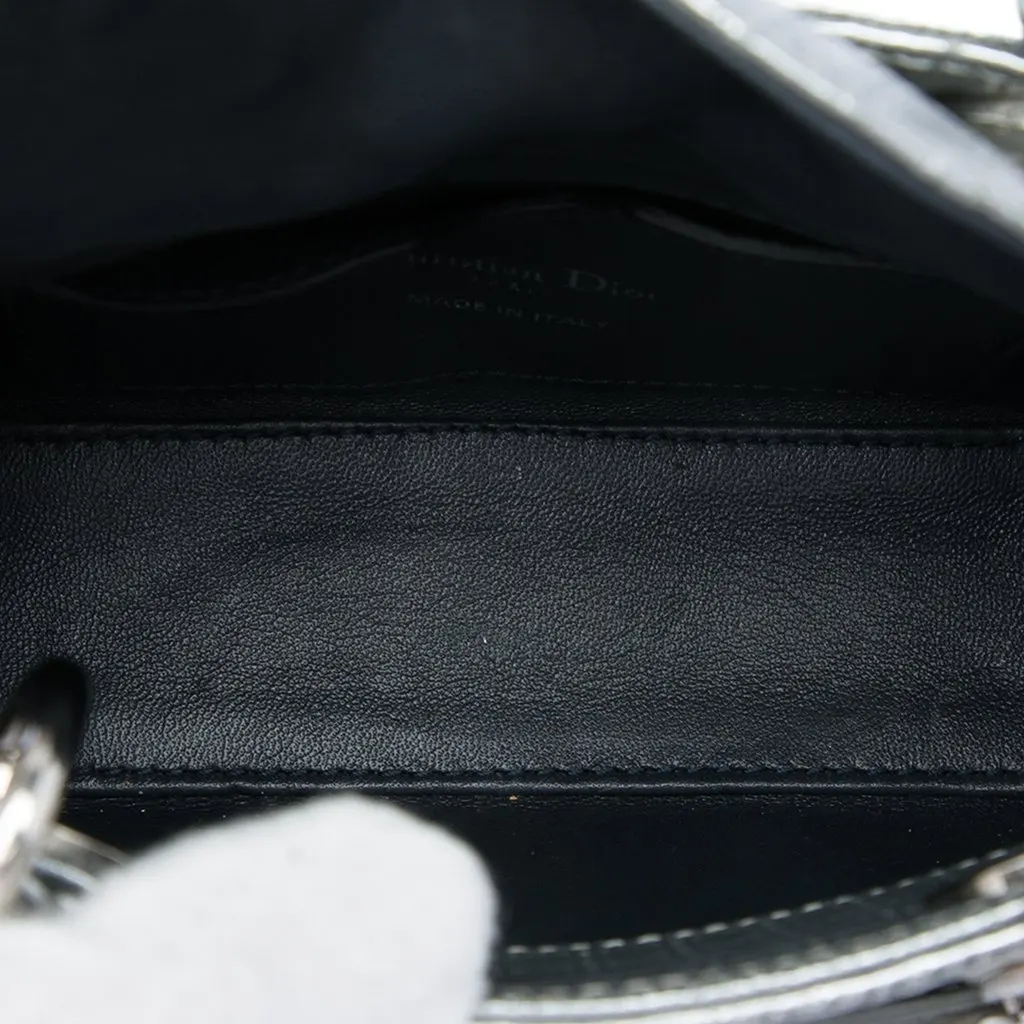 Dior Micro Metallic Patent Microcannage Lady Dior Silver Leather Very good - Model View