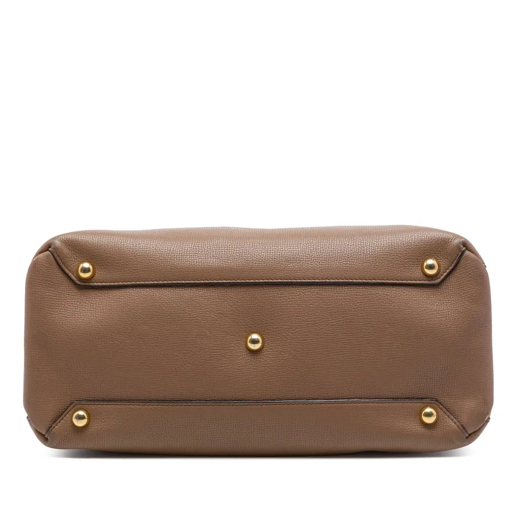 Burberry Medium Calfskin and House Check Banner Satchel Brown Leather Very good - Inside View