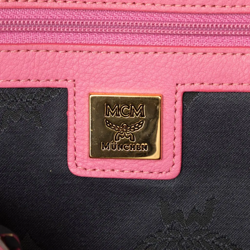 MCM Studded Visetos Coated Canvas Stark Backpack Pink Canvas Good - Box View