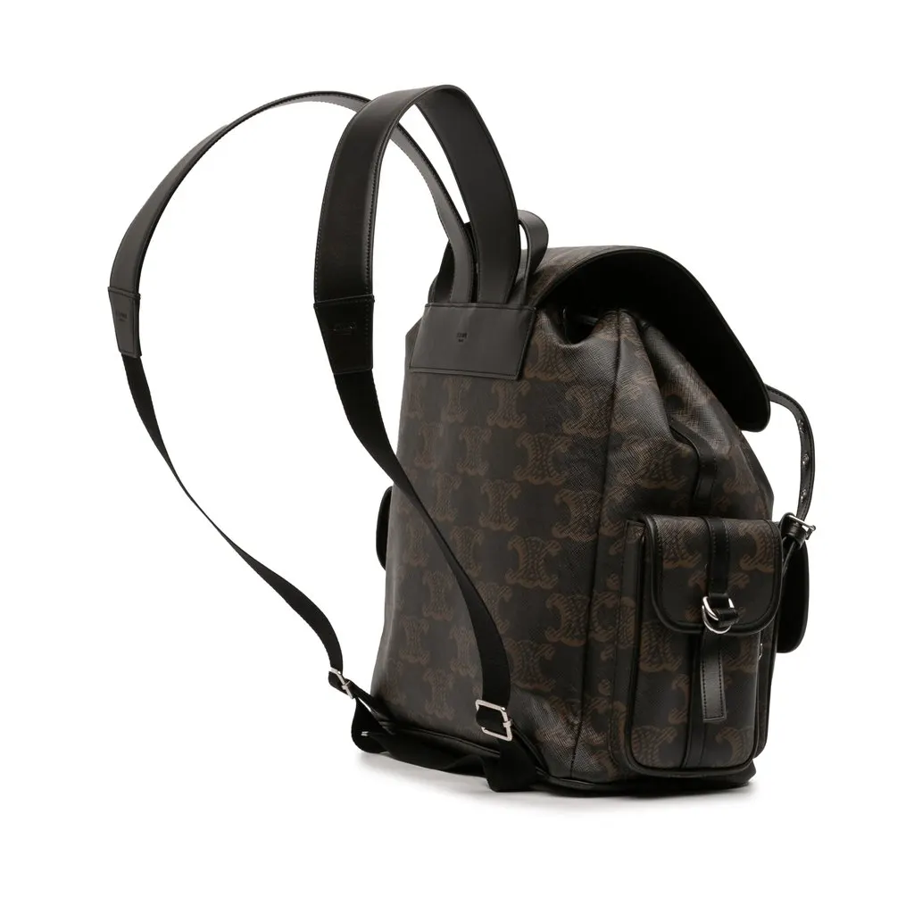 Celine Medium Triomphe Coated Canvas Backpack Brown Very good - Back View