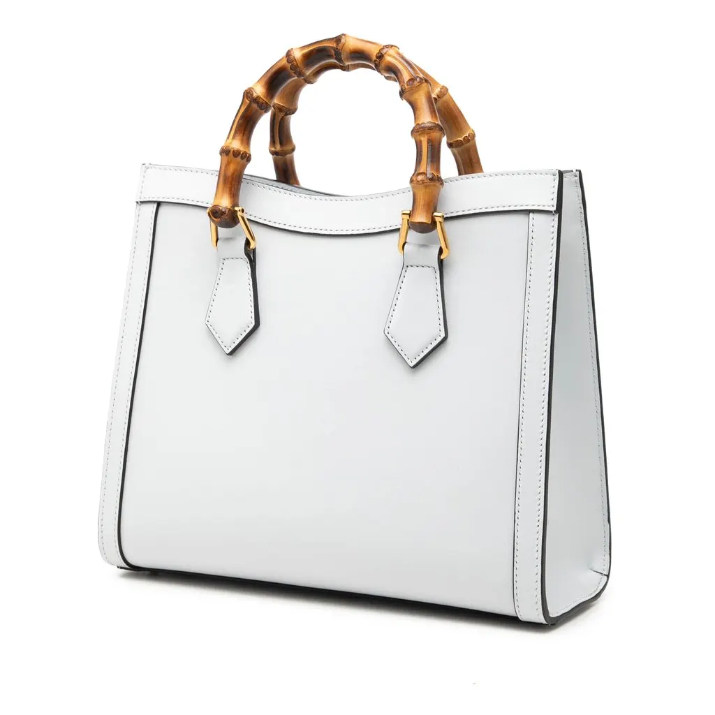 Gucci Medium Calfskin Bamboo Diana Satchel White Leather Very good - Back View
