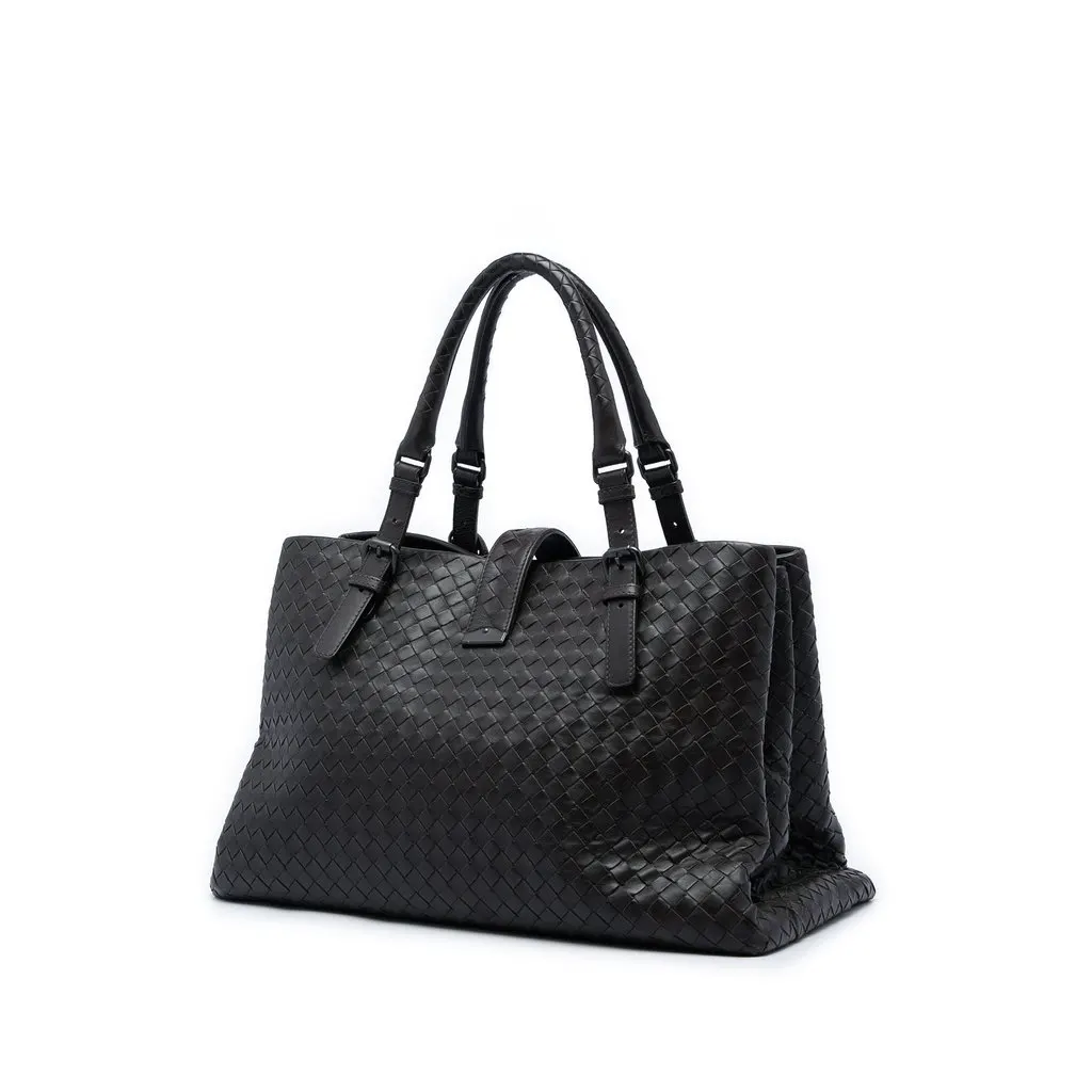 Bottega Veneta Medium Nappa Intrecciato Roma Tote Black Leather Very good - Back View