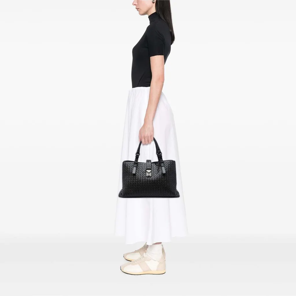 Bottega Veneta Medium Nappa Intrecciato Roma Tote Black Leather Very good - Box View