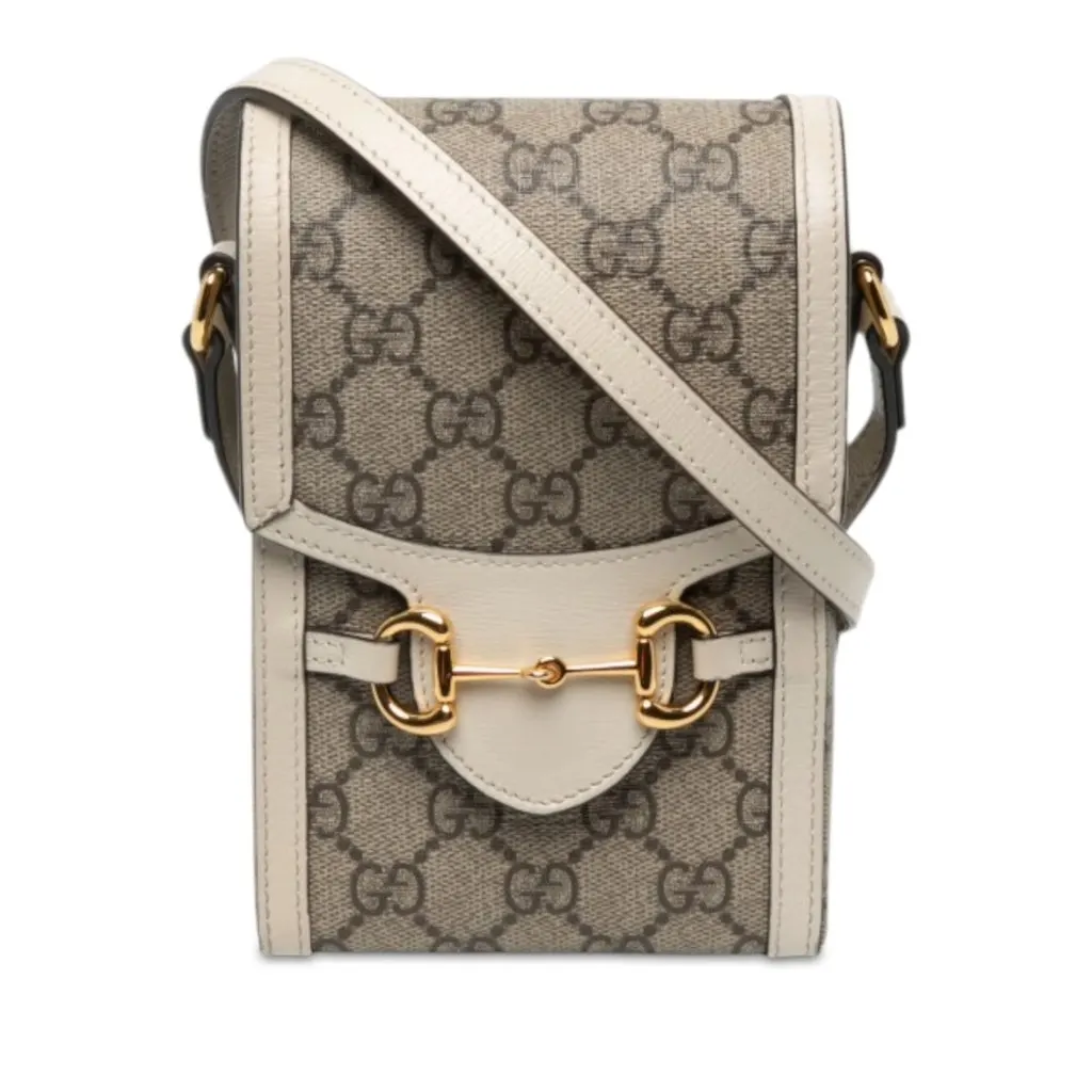 Gucci Mini GG Supreme Horsebit 1955 Crossbody Beige Canvas Very good - Front View
