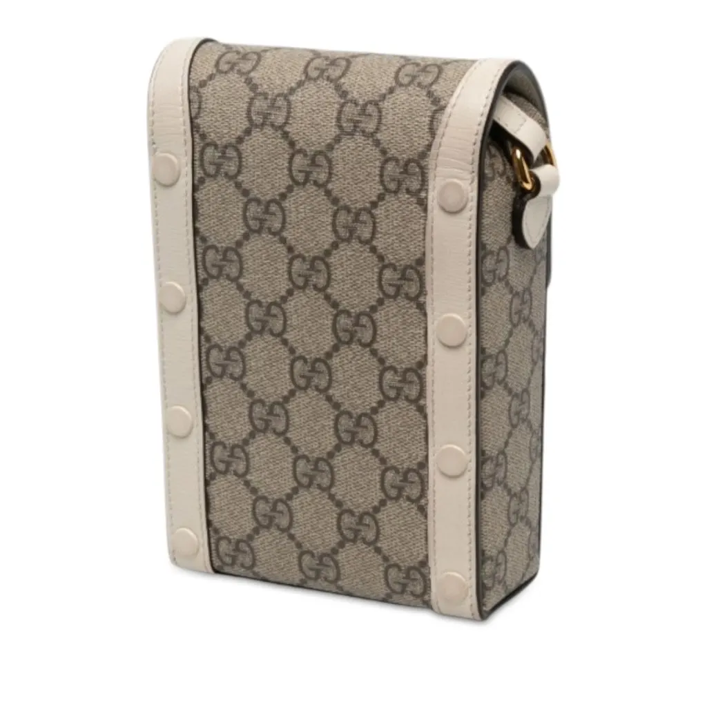 Gucci Mini GG Supreme Horsebit 1955 Crossbody Beige Canvas Very good - Back View