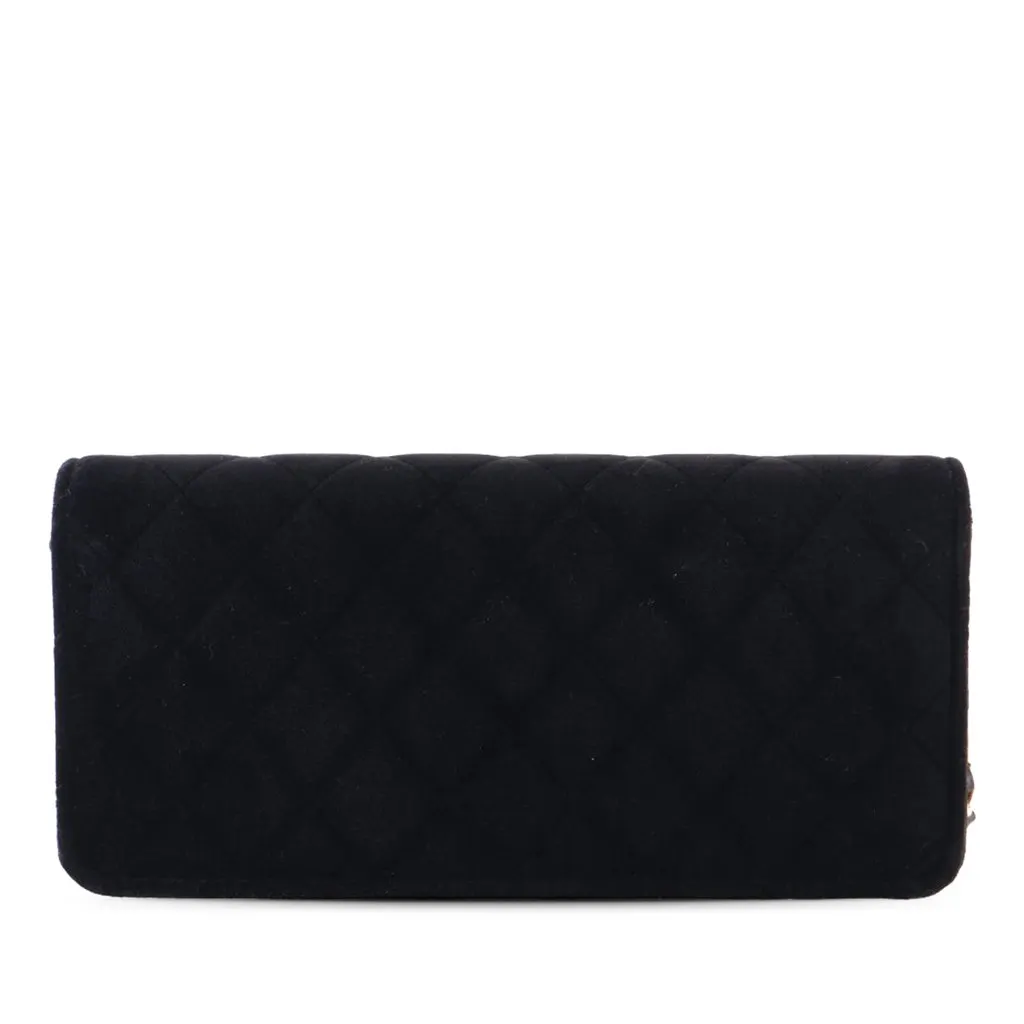 Chanel CC Quilted Velvet East West Clutch On Chain Black Never worn - Back View