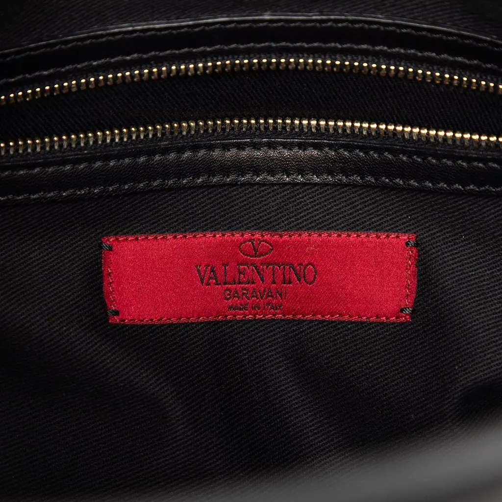 Valentino Smooth Calfskin Rockstud Cut Out Handle Satchel Black Leather Very good - Box View