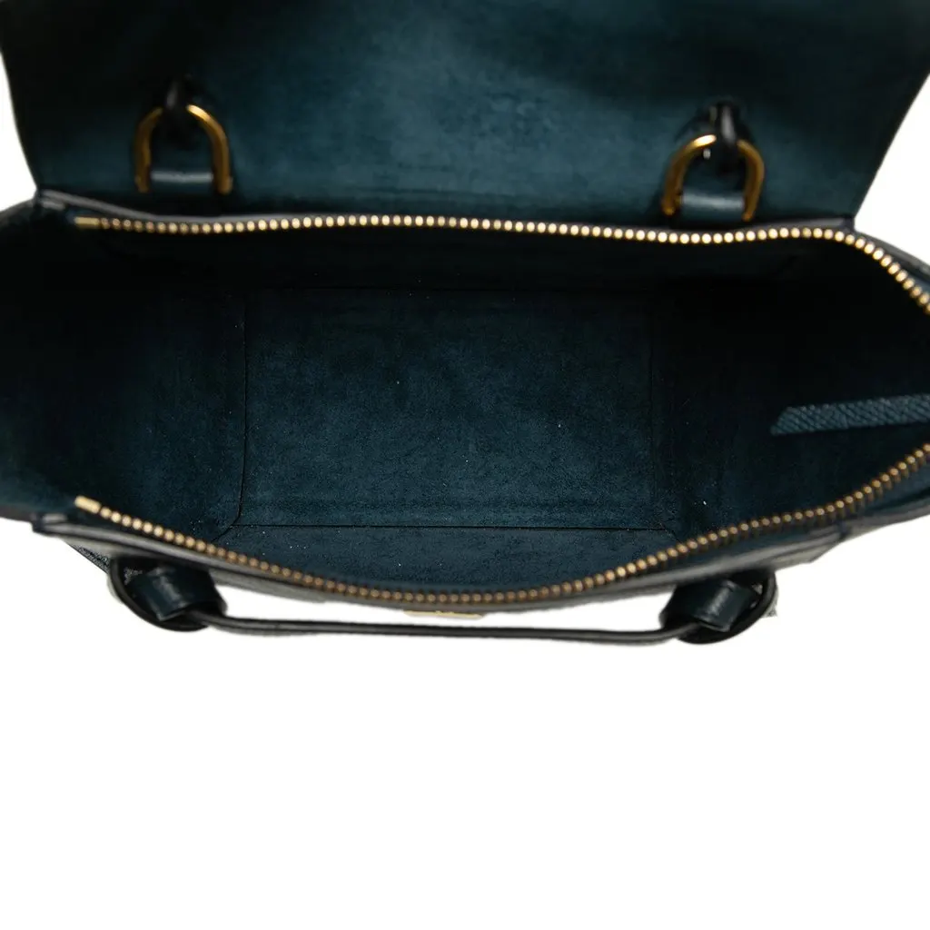 Celine Nano Grained Calfskin Belt Bag Blue Leather Good - Model View