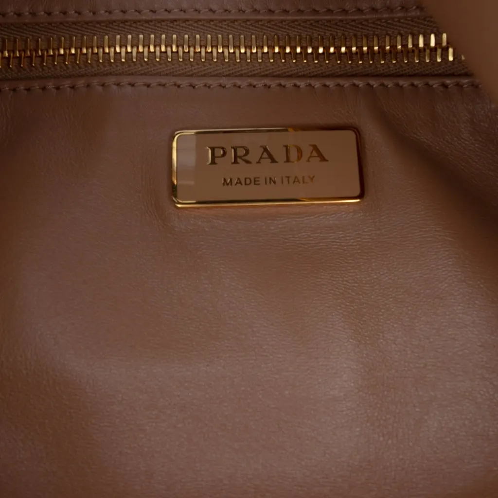 Prada Large Leather Aimee Shoulder Bag Beige Leather Very good - Box View