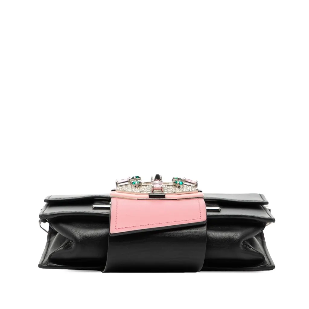 Prada City Calf Crystal Embellished Ribbon Bag Black Leather Very good - Inside View