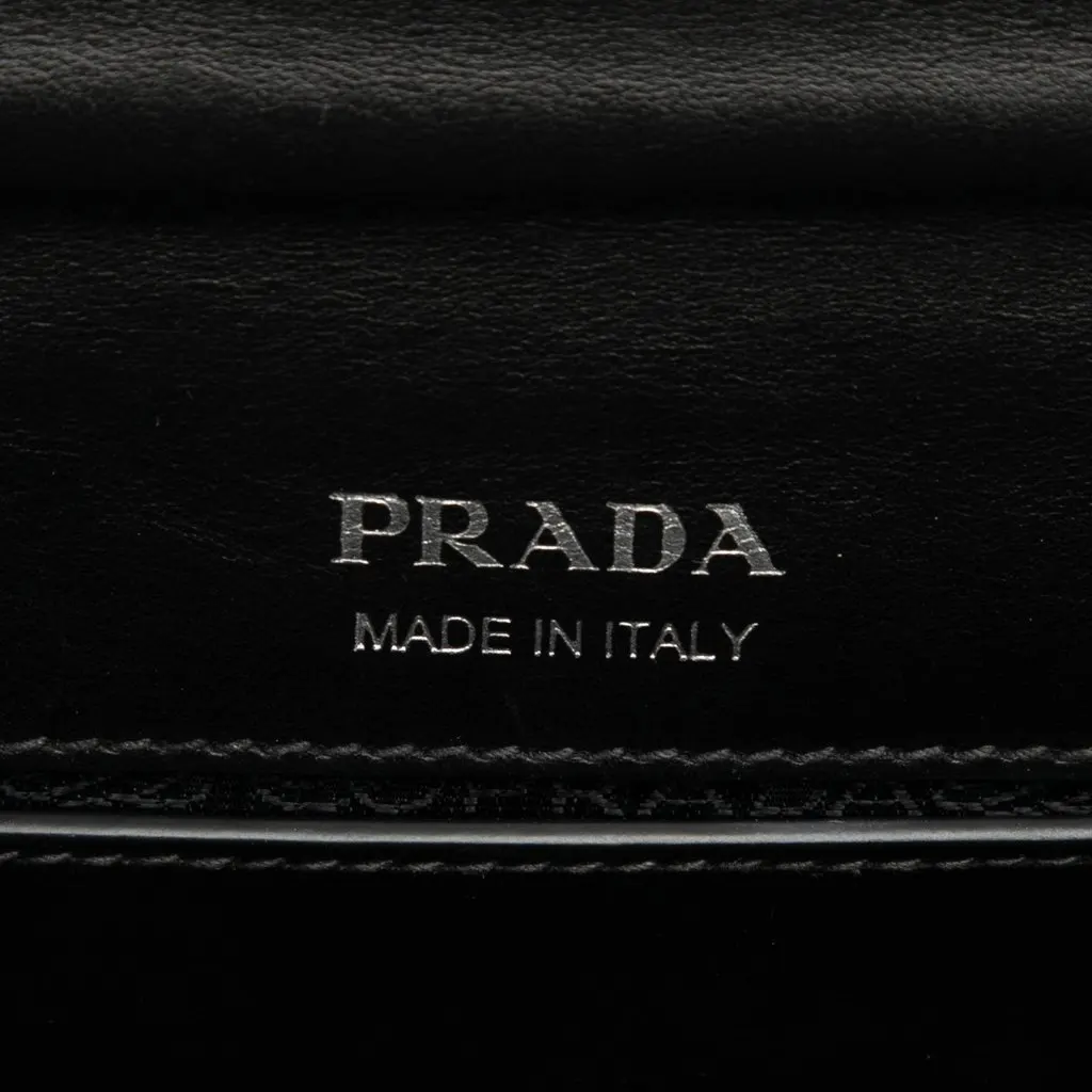 Prada City Calf Crystal Embellished Ribbon Bag Black Leather Very good - Box View