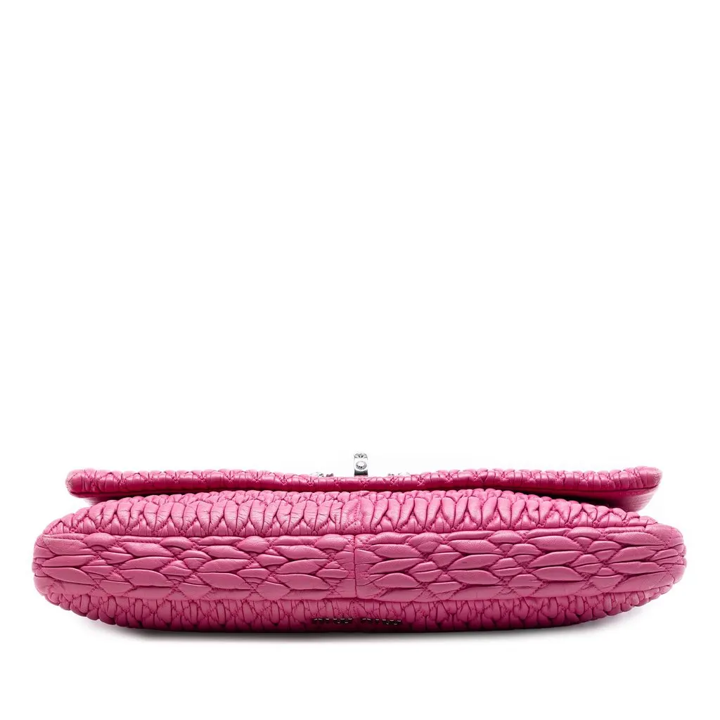 Miu Miu Matelasse Nappa Crystal Chain Satchel Pink Leather Very good - Inside View