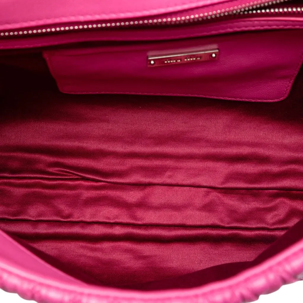 Miu Miu Matelasse Nappa Crystal Chain Satchel Pink Leather Very good - Model View