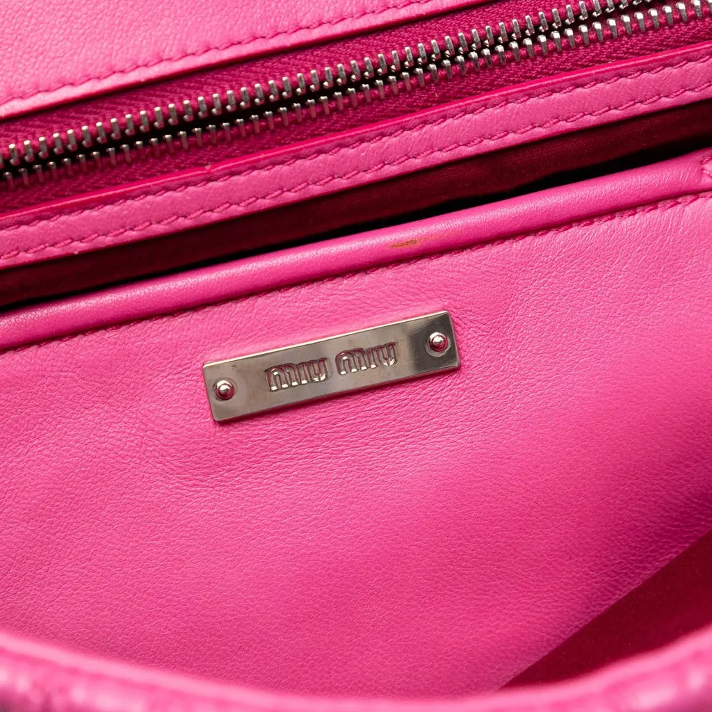 Miu Miu Matelasse Nappa Crystal Chain Satchel Pink Leather Very good - Box View