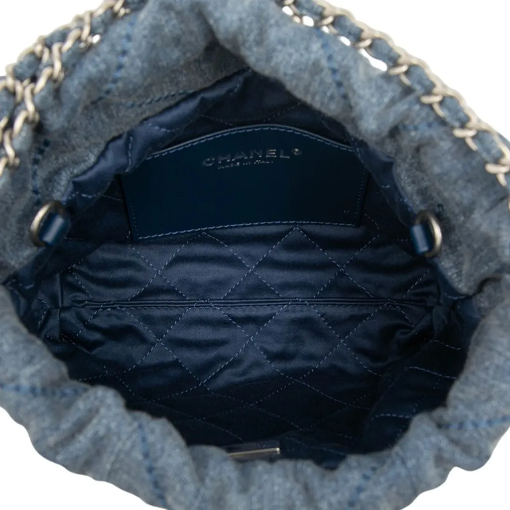 Chanel Mini Denim Studded 22 Handbag Blue Very good - Model View
