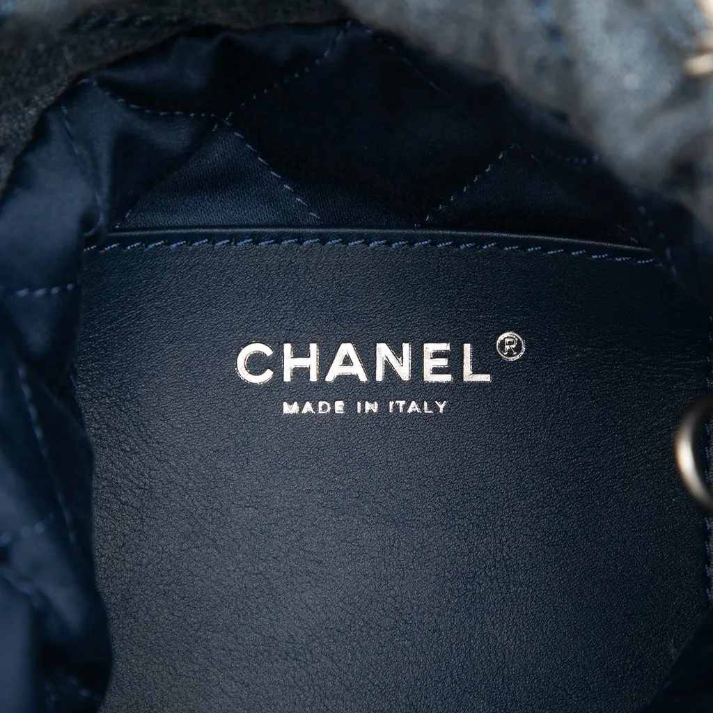 Chanel Mini Denim Studded 22 Handbag Blue Very good - Box View