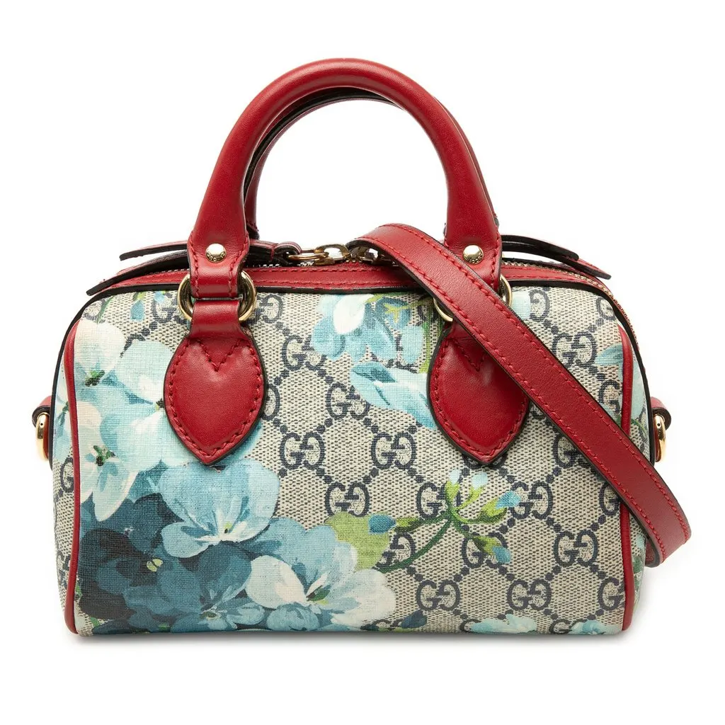 Gucci Mini GG Supreme Blooms Boston Bag Beige Very good - Front View