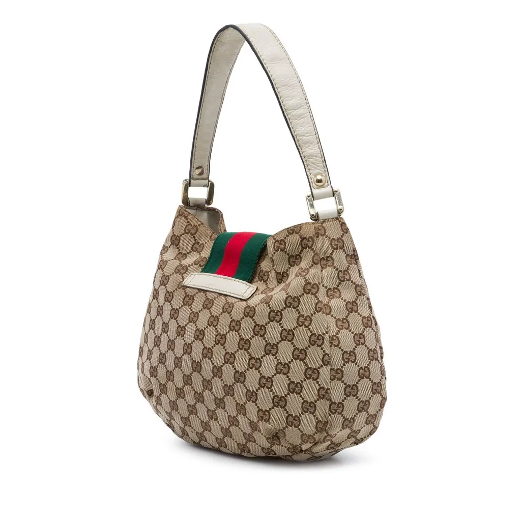 Gucci Medium GG Canvas New Ladies Web Hobo Beige Very good - Back View