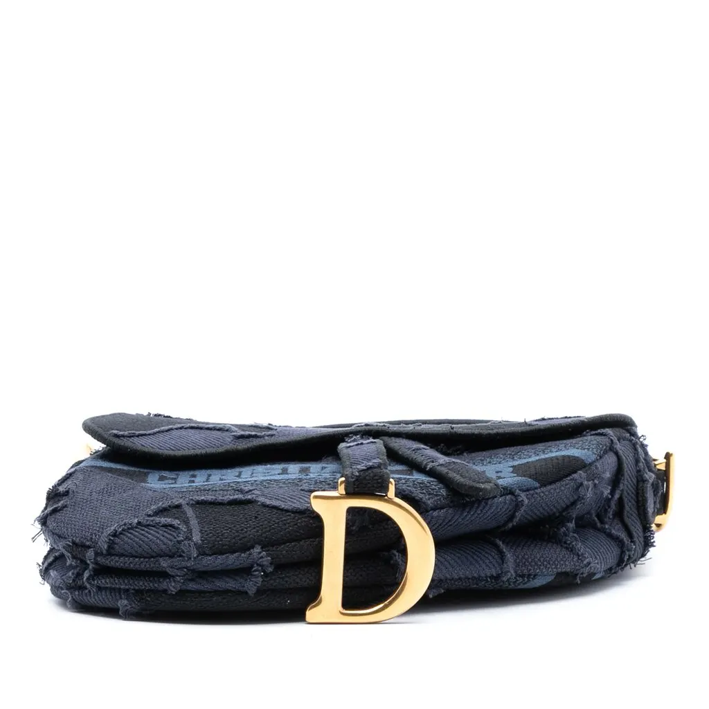 Dior Camouflage Embroidered Canvas Saddle Bag Blue Very good - Inside View