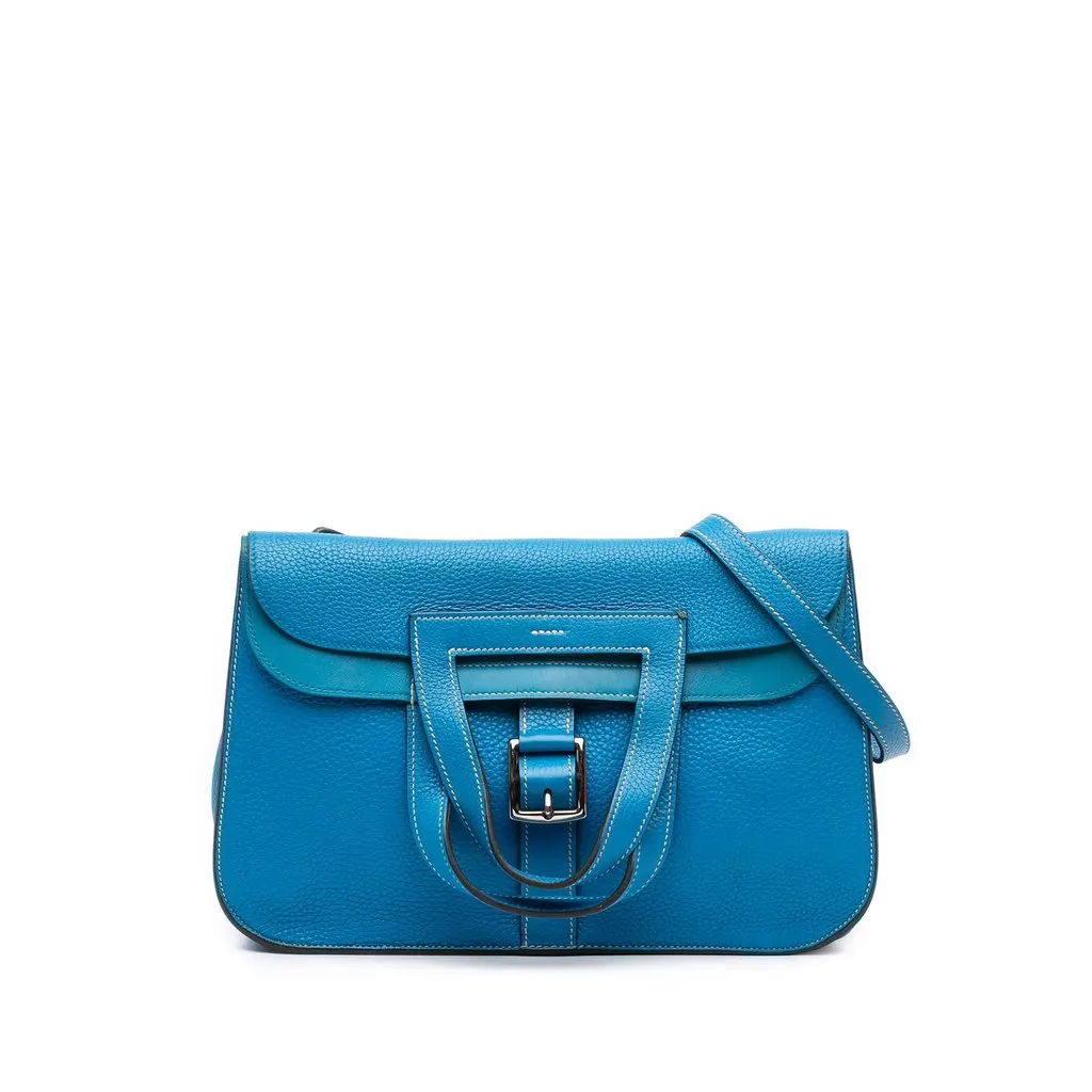 Hermès Clemence Halzan 31 Blue Leather Good - Front View