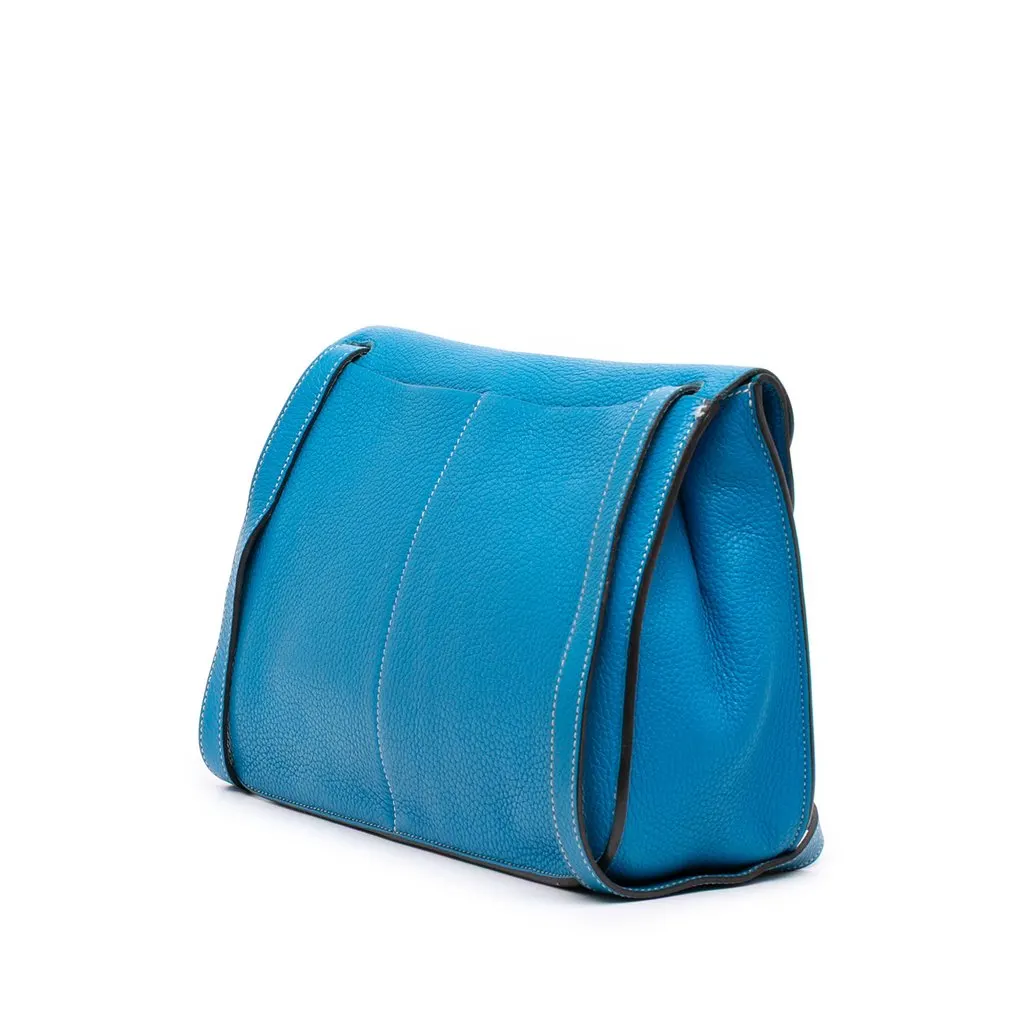 Hermès Clemence Halzan 31 Blue Leather Good - Back View