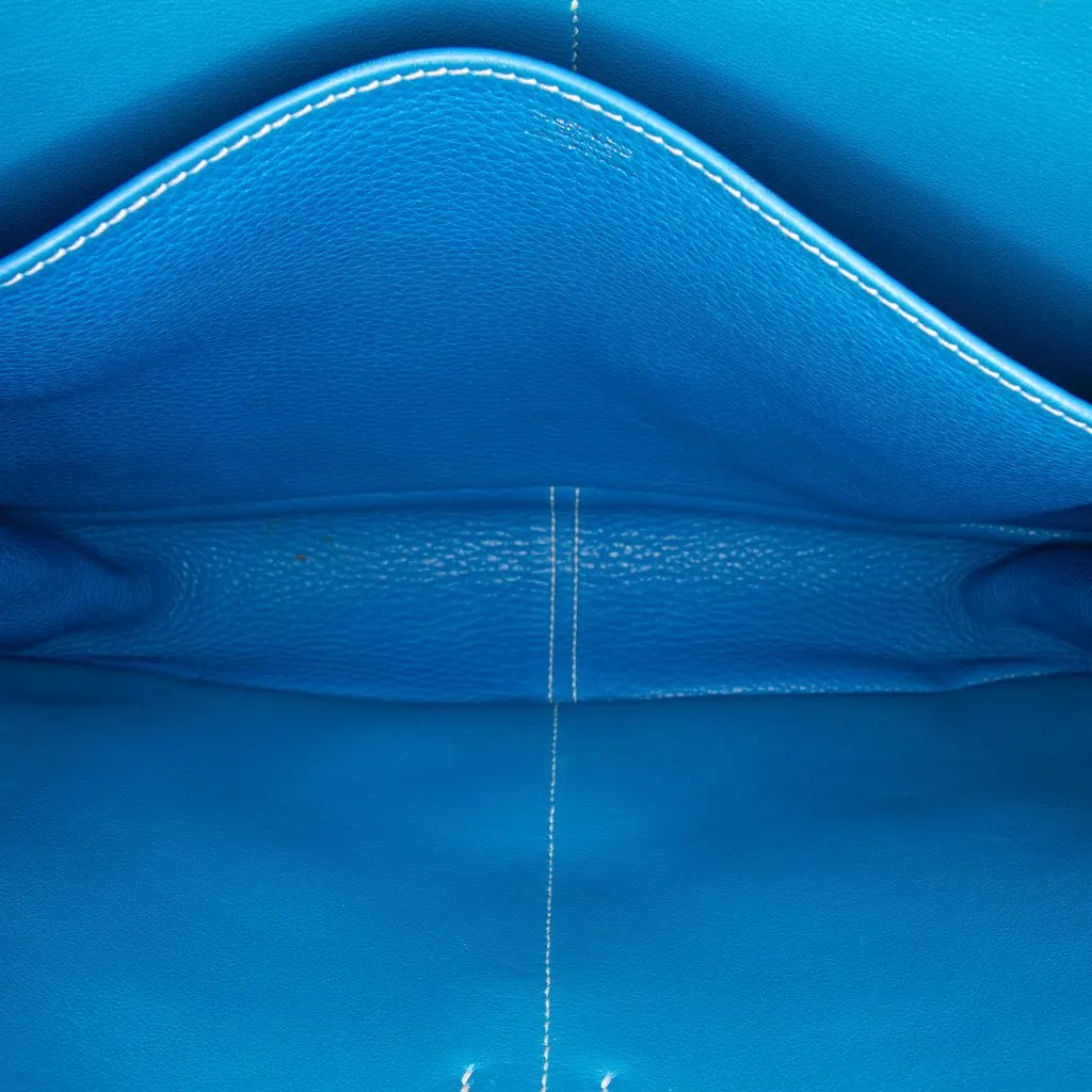 Hermès Clemence Halzan 31 Blue Leather Good - Model View