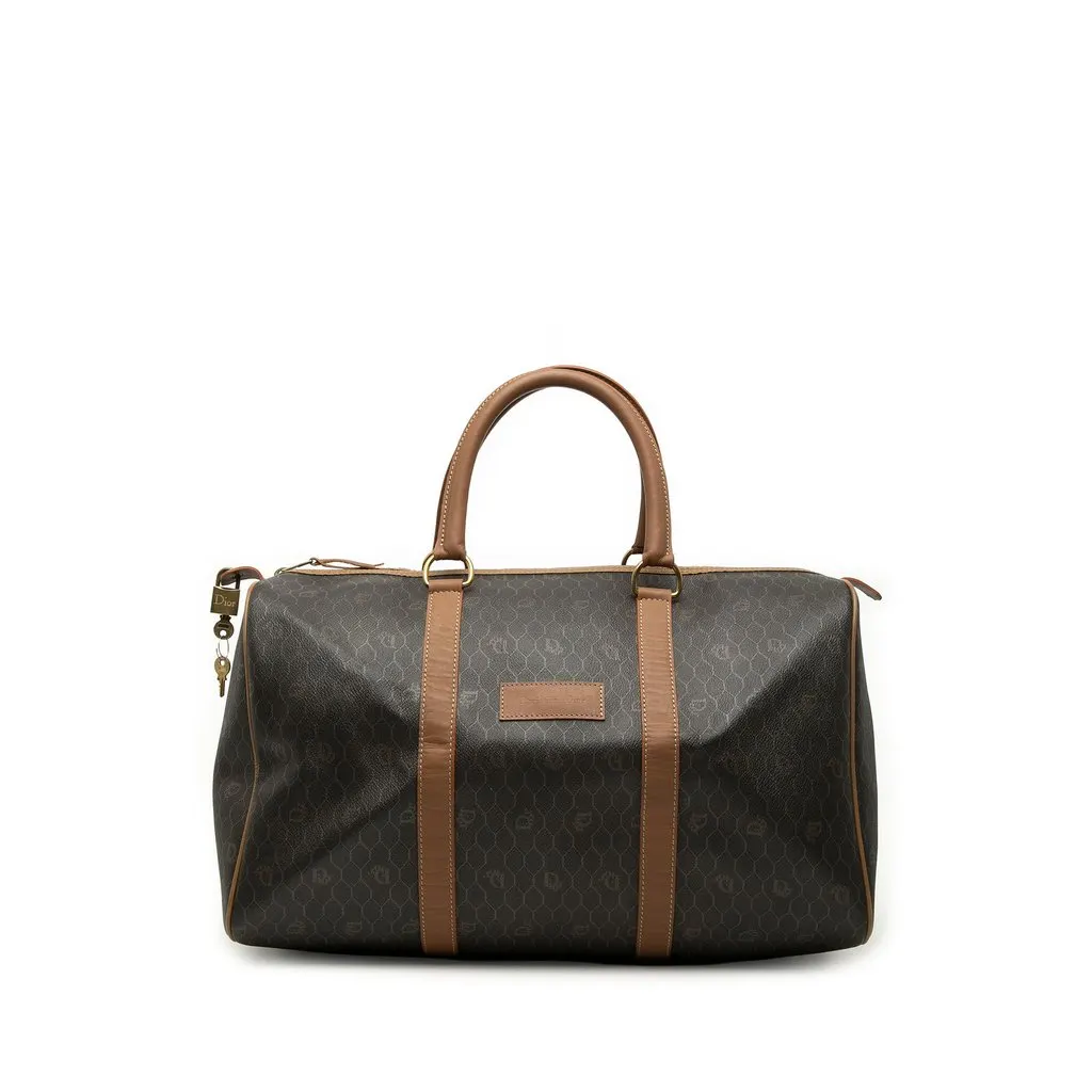 Dior Honeycomb Coated Canvas Boston Bag Black Canvas Very good - Front View