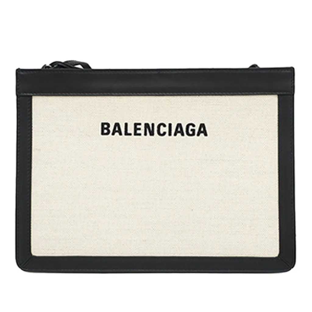 Balenciaga Canvas Navy Pochette Crossbody Brown Very good - Front View