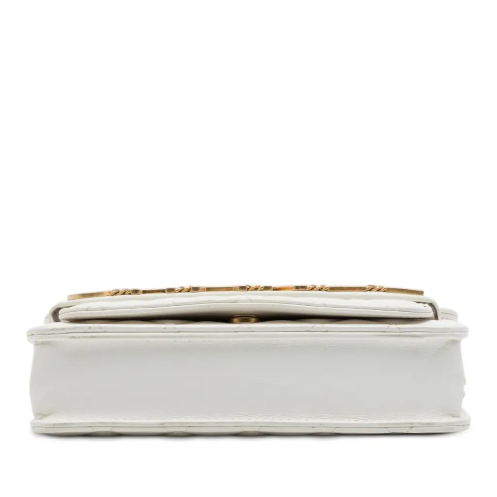 Chanel Quilted Calfskin Enchained Flap Wallet on Chain White Leather Very good - Inside View