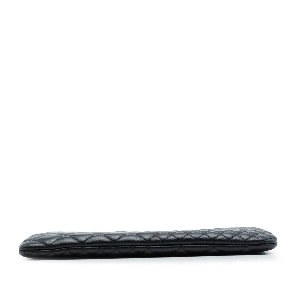 Chanel Medium Bi Quilted Lambskin O Case Clutch Black Leather Very good - Inside View