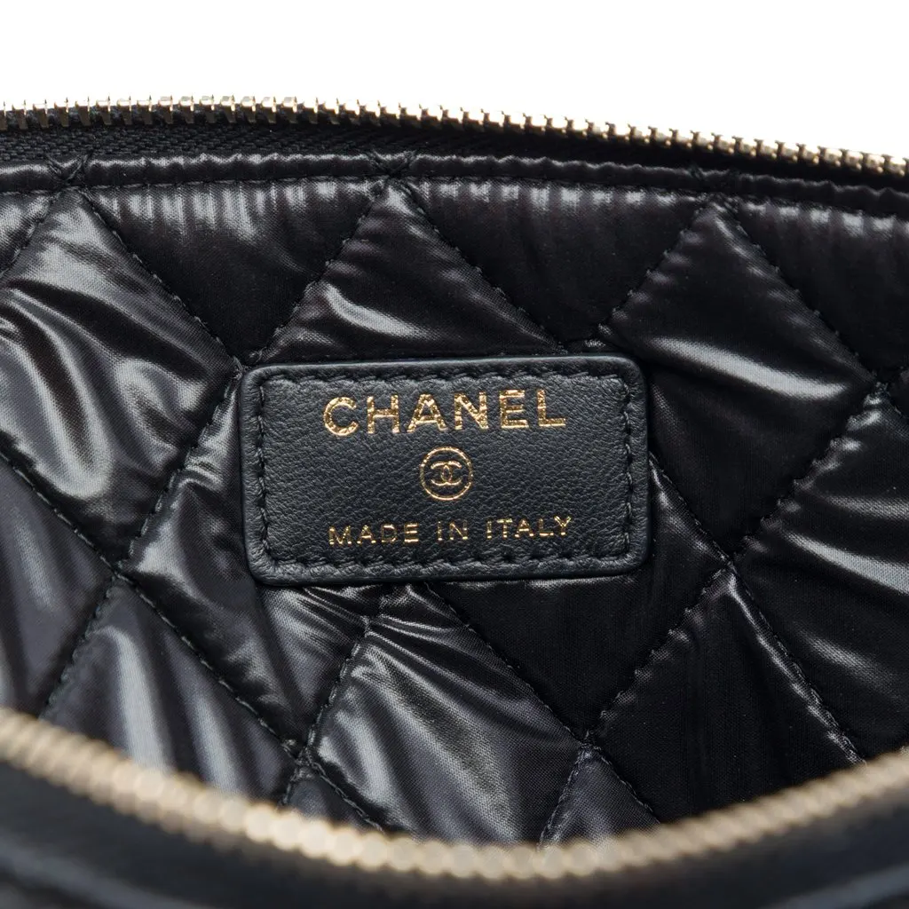 Chanel Medium Bi Quilted Lambskin O Case Clutch Black Leather Very good - Box View