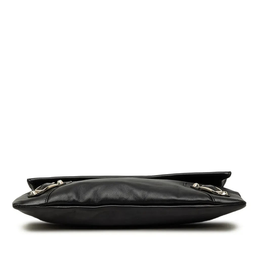 Balenciaga Lambskin Motocross Giant 12 Envelope Clutch Black Leather Very good - Inside View