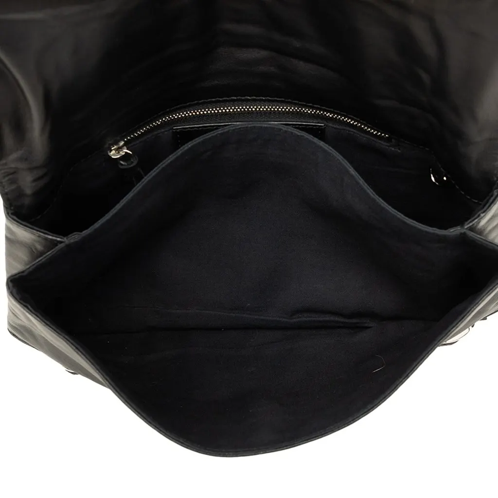 Balenciaga Lambskin Motocross Giant 12 Envelope Clutch Black Leather Very good - Model View