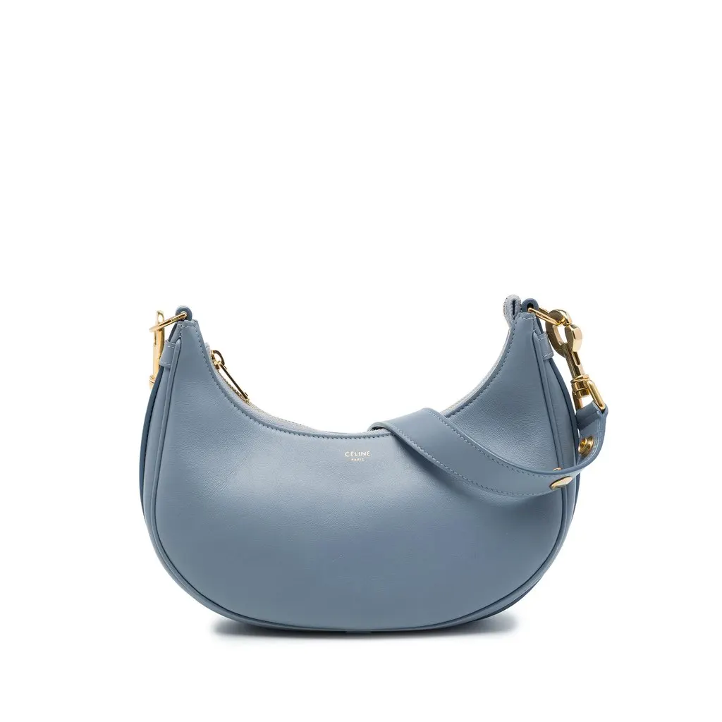 Celine Medium Calfskin Ava Shoulder Bag Blue Leather Very good - Front View