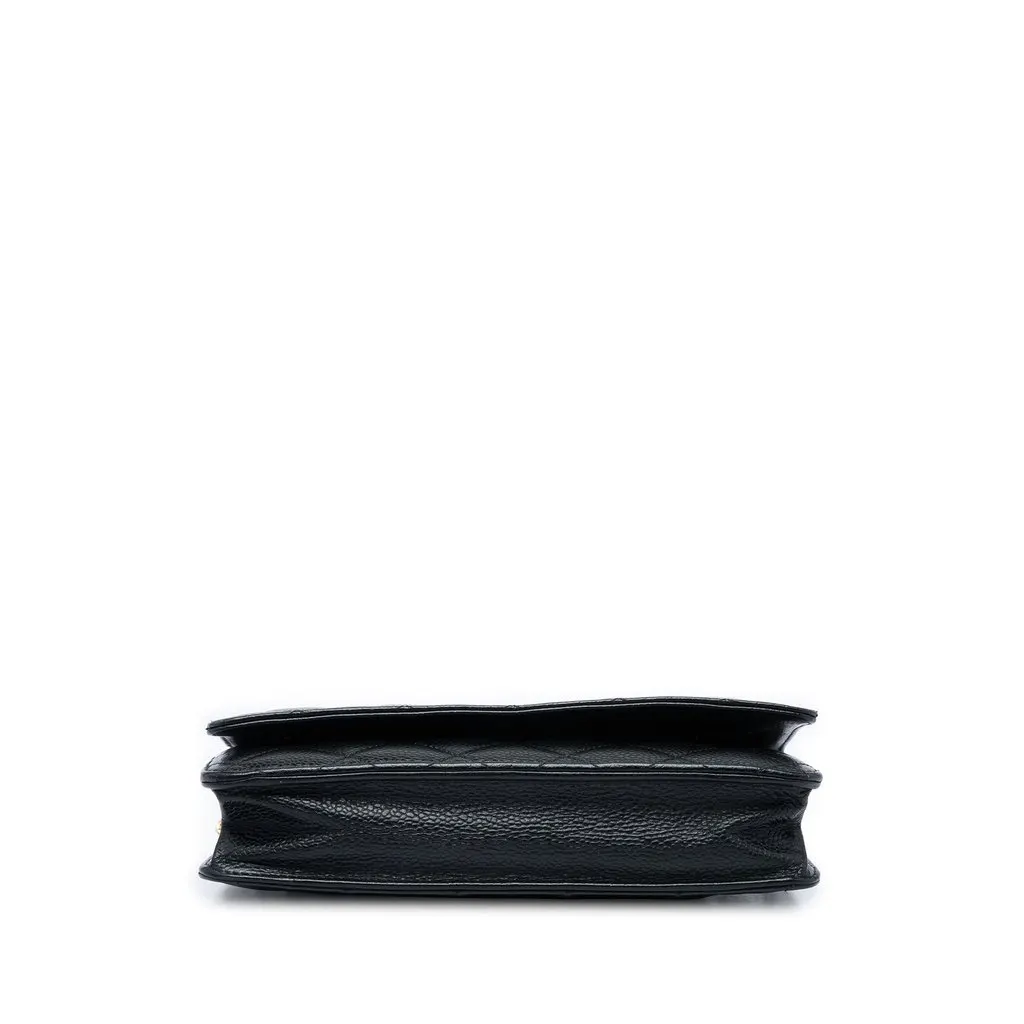 Chanel CC Quilted Caviar Wallet on Chain Black Leather Good - Inside View