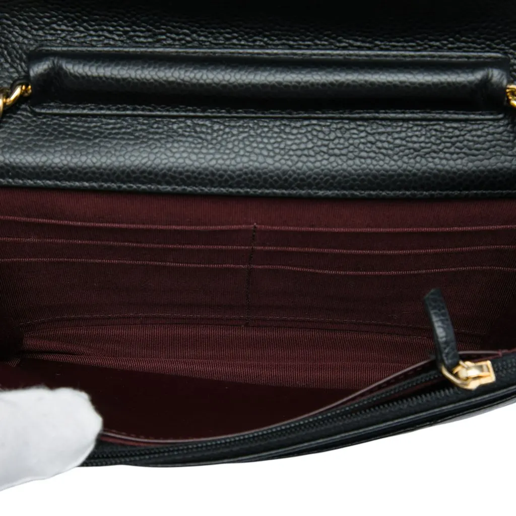 Chanel CC Quilted Caviar Wallet on Chain Black Leather Good - Model View