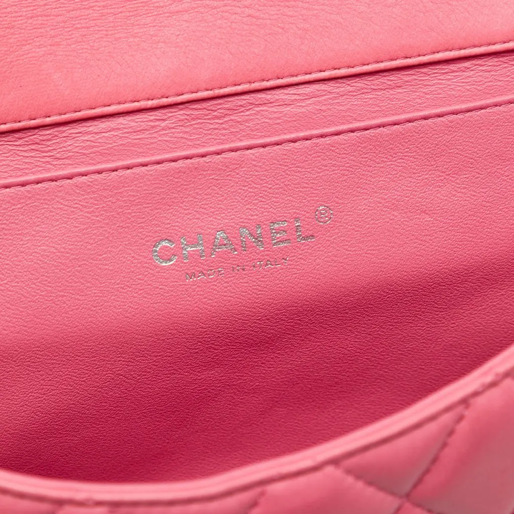 Chanel CC Quilted Lambskin Flap Clutch on Chain Pink Leather Very good - Box View