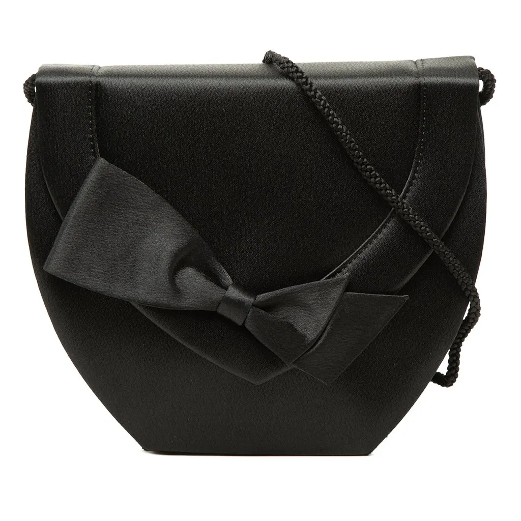 Saint Laurent Satin Bow Crossbody Black Satin Good - Front View