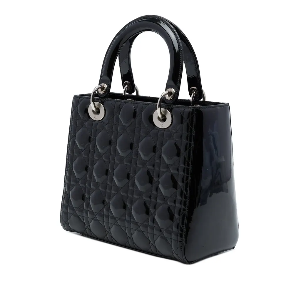 Dior Medium Patent Cannage Lady Dior Black Leather Very good - Back View
